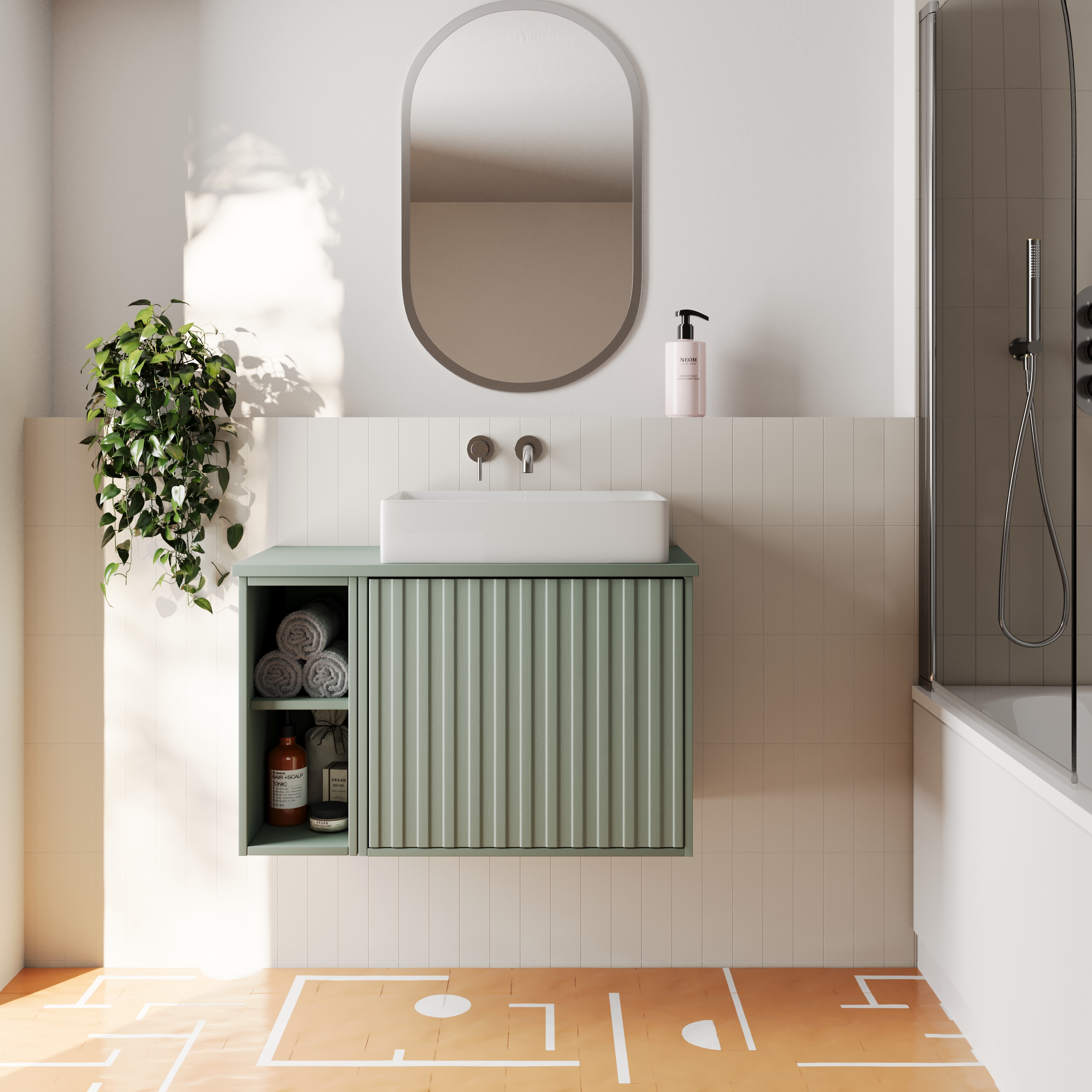 Billy 800mm Wall Hung Vanity Unit with Fluted Drawer Front & Countertop