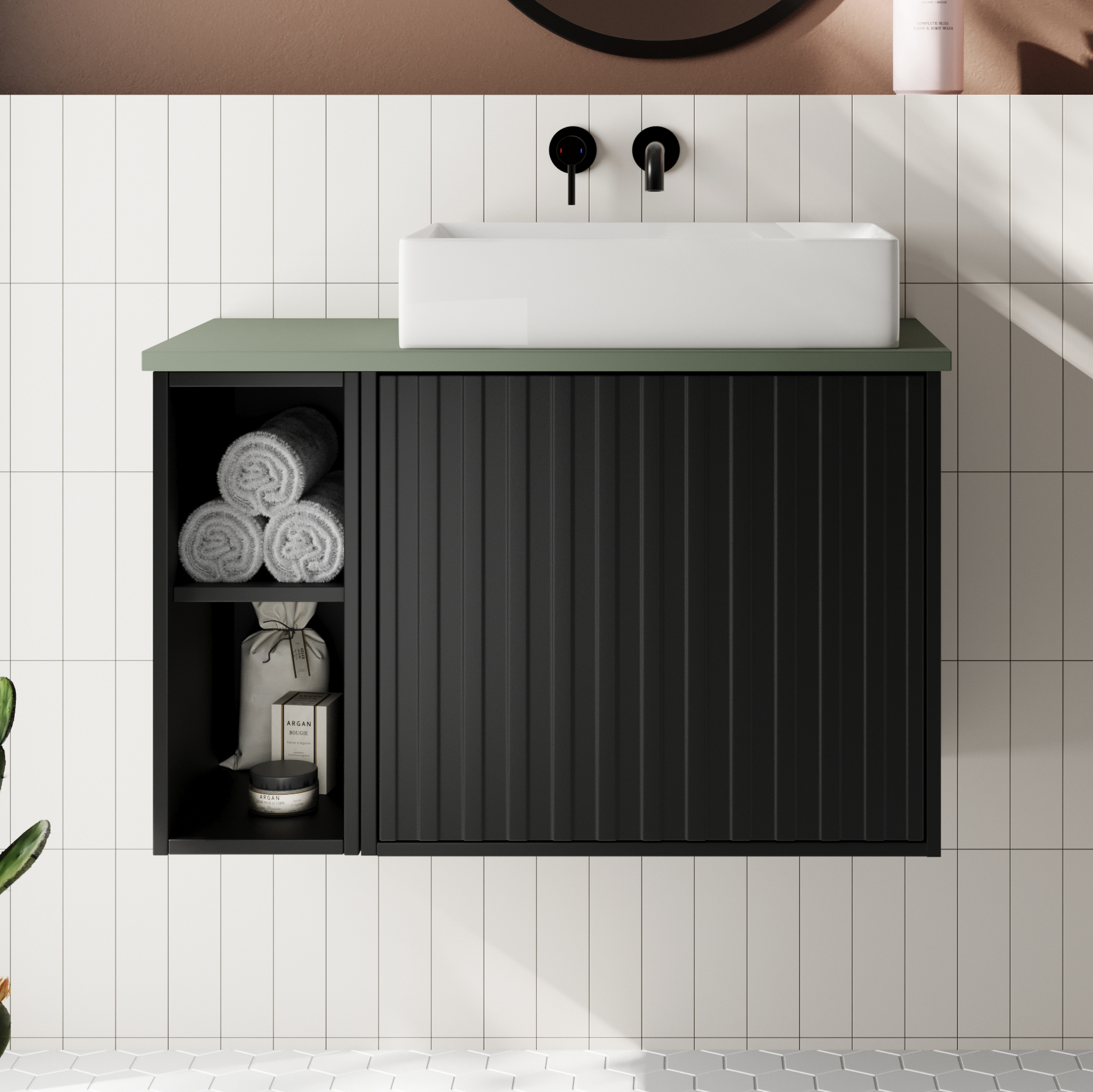 Billy 800mm Wall Hung Vanity Unit with Fluted Drawer Front & Countertop