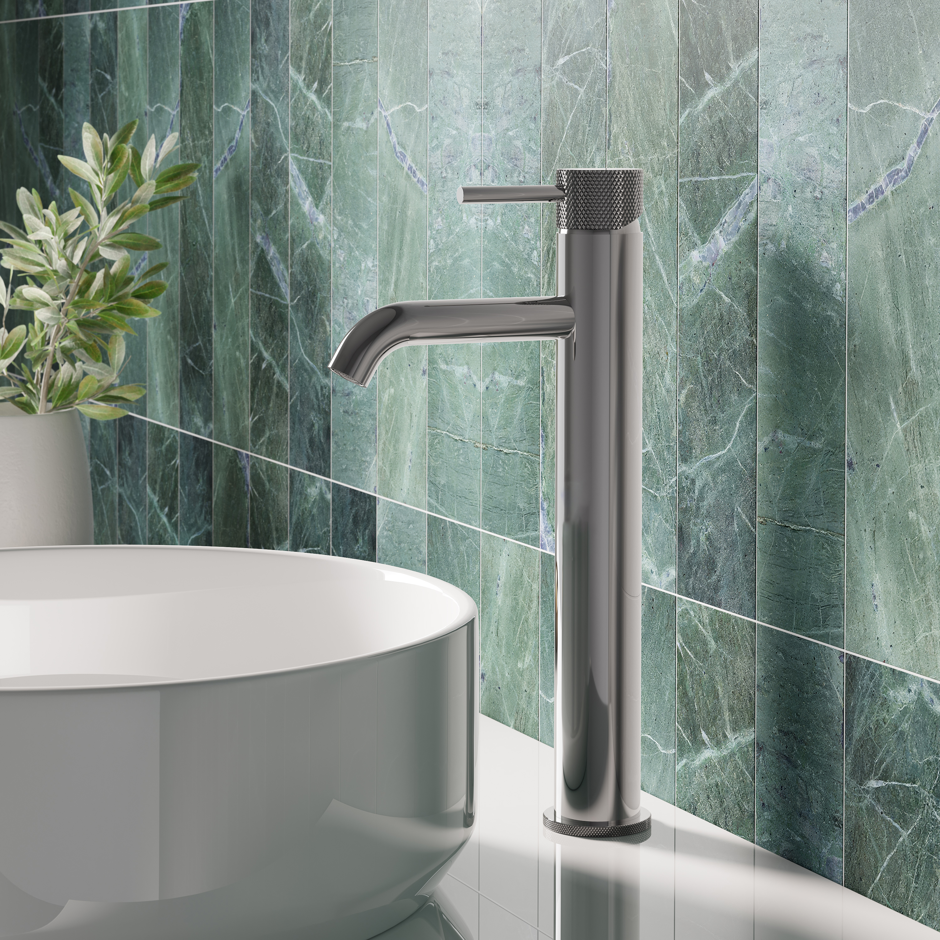 Harbour Clarity Knurled Tall Basin Mixer Tap
