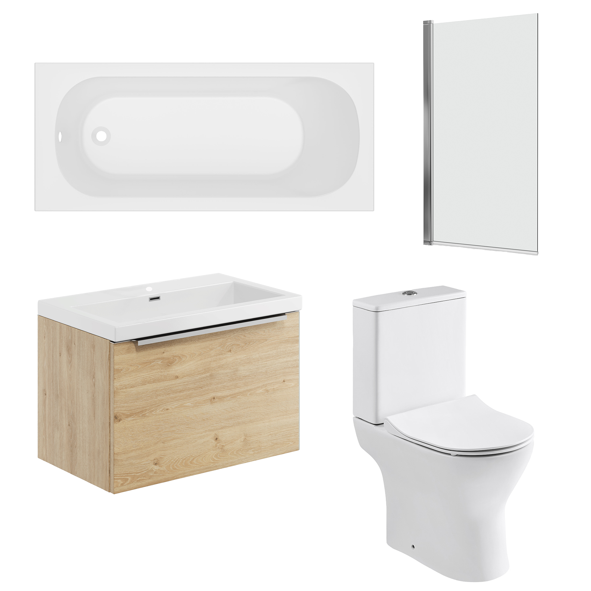 Freddie Reinforced Shower Bath Suite with Rimless Toilet