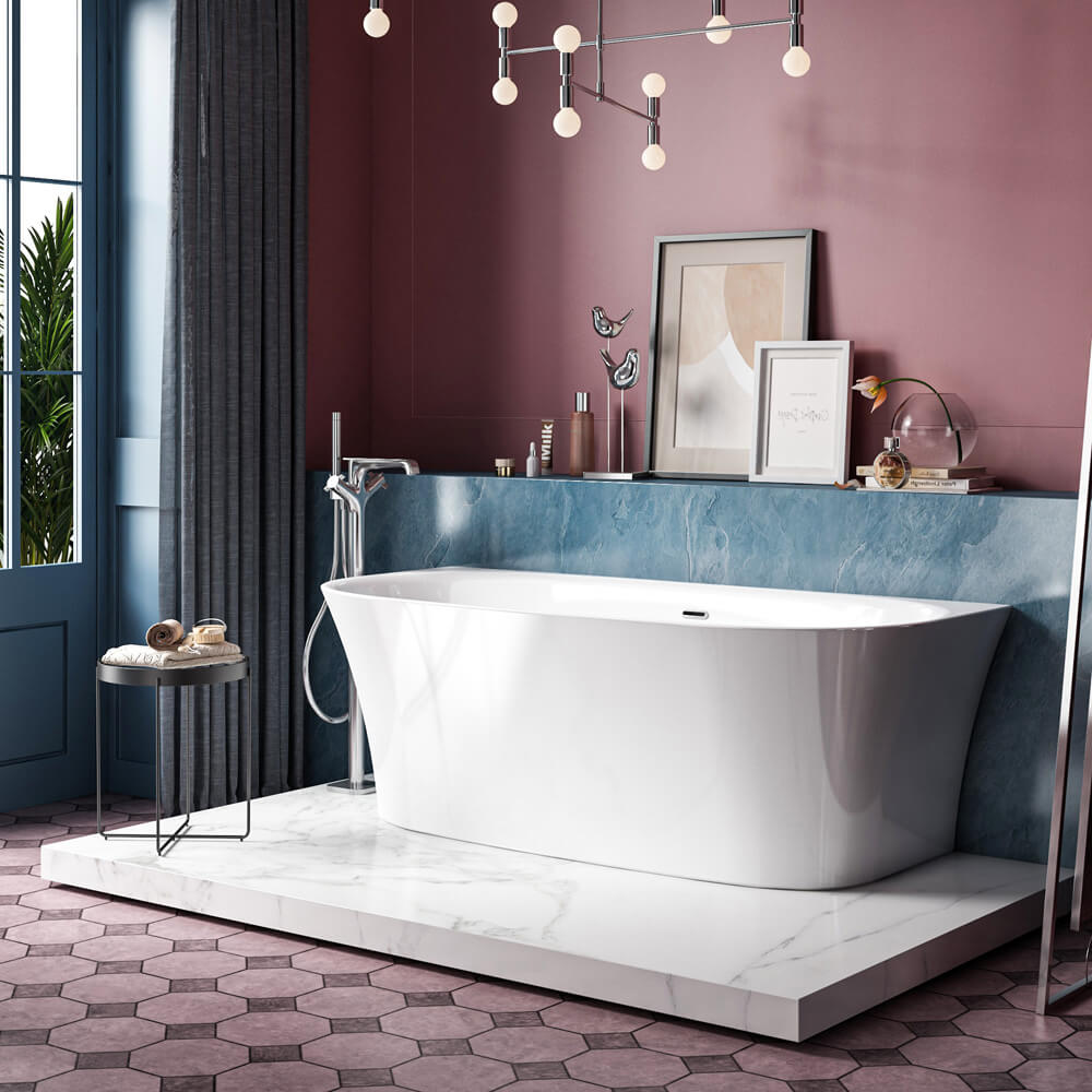 Charlotte Edwards Carme White Back to Wall Bath - 1700 x 800mm