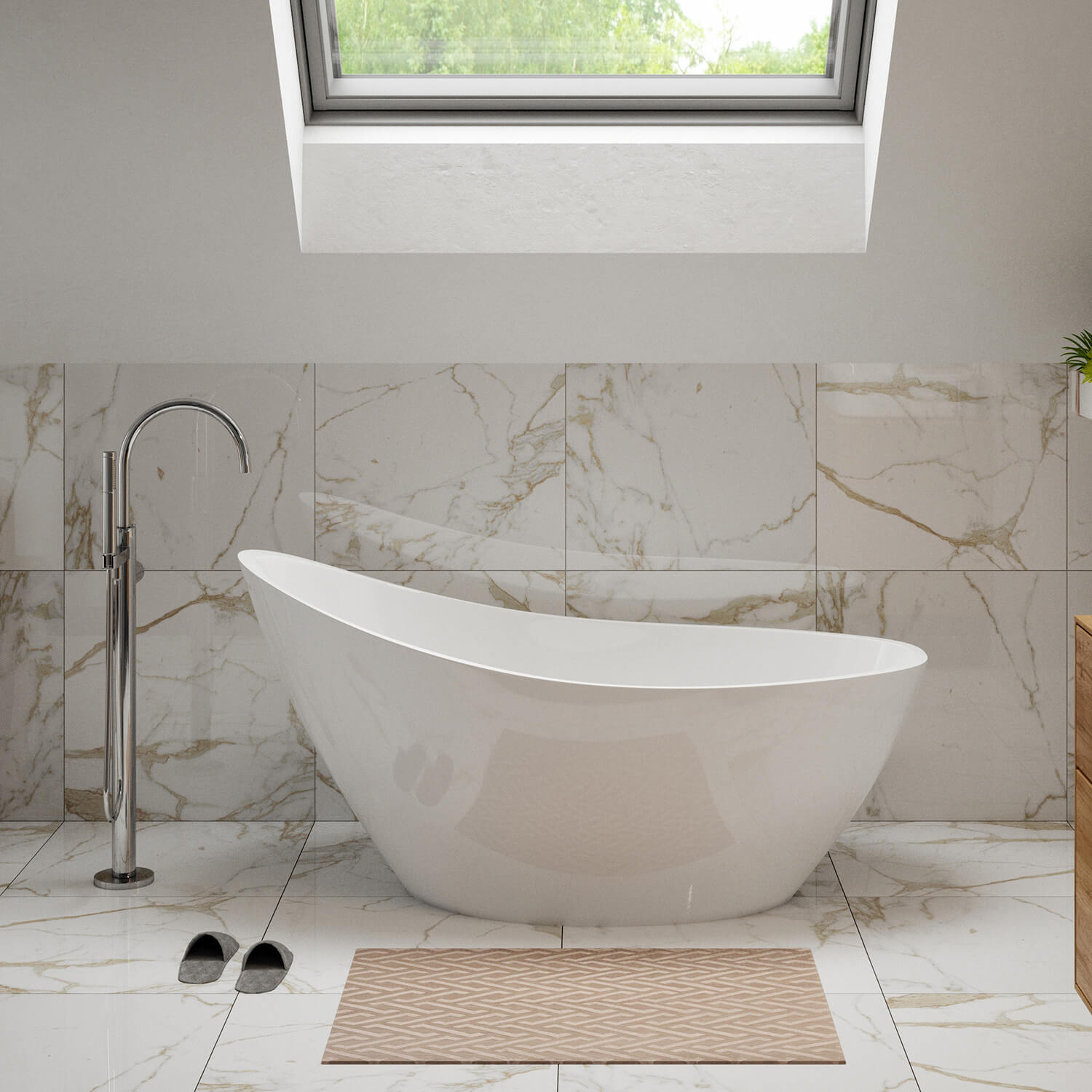 Andreia Acrylic White Freestanding Bath - 1500 x 720mm