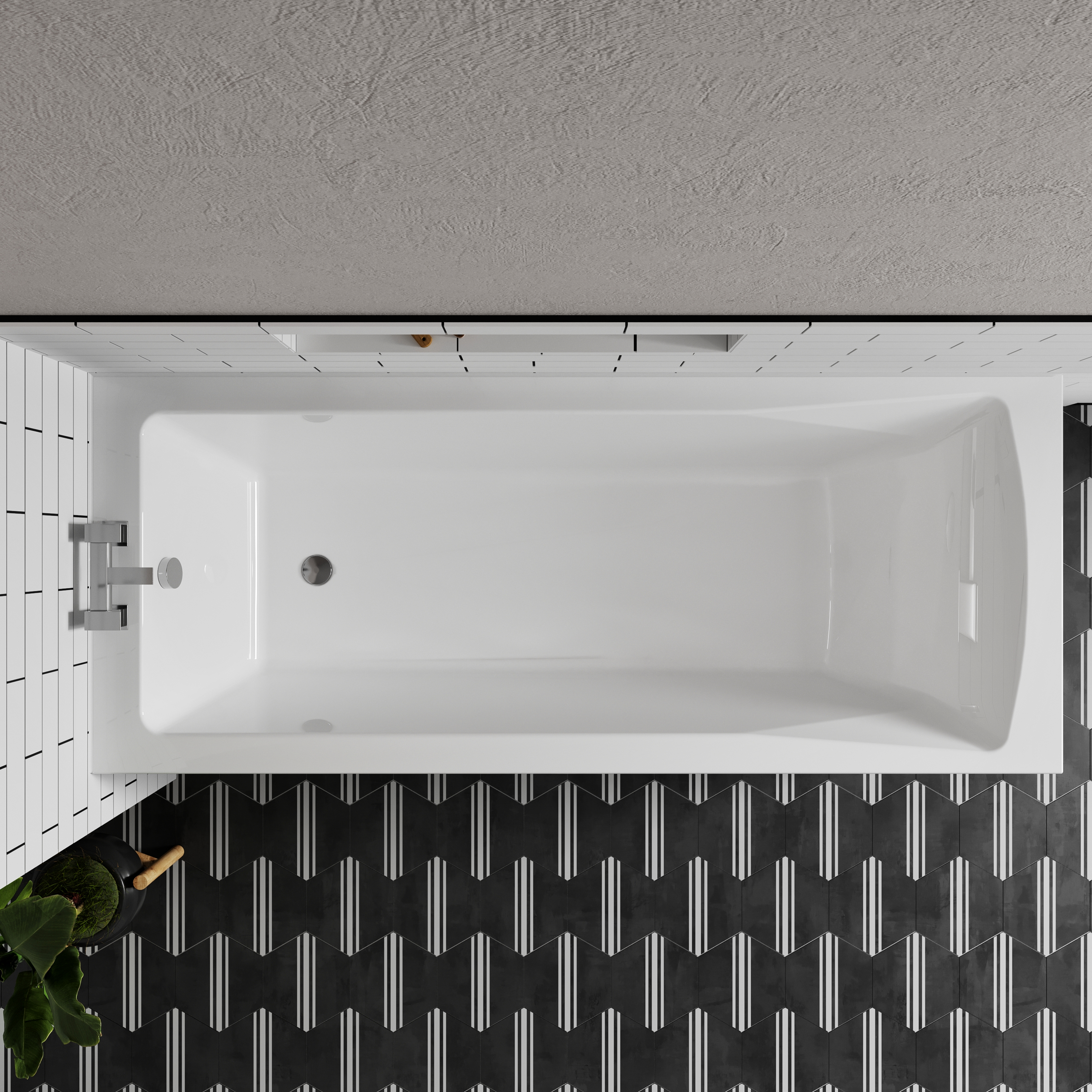 Drench Straight Single Ended Bath - Square