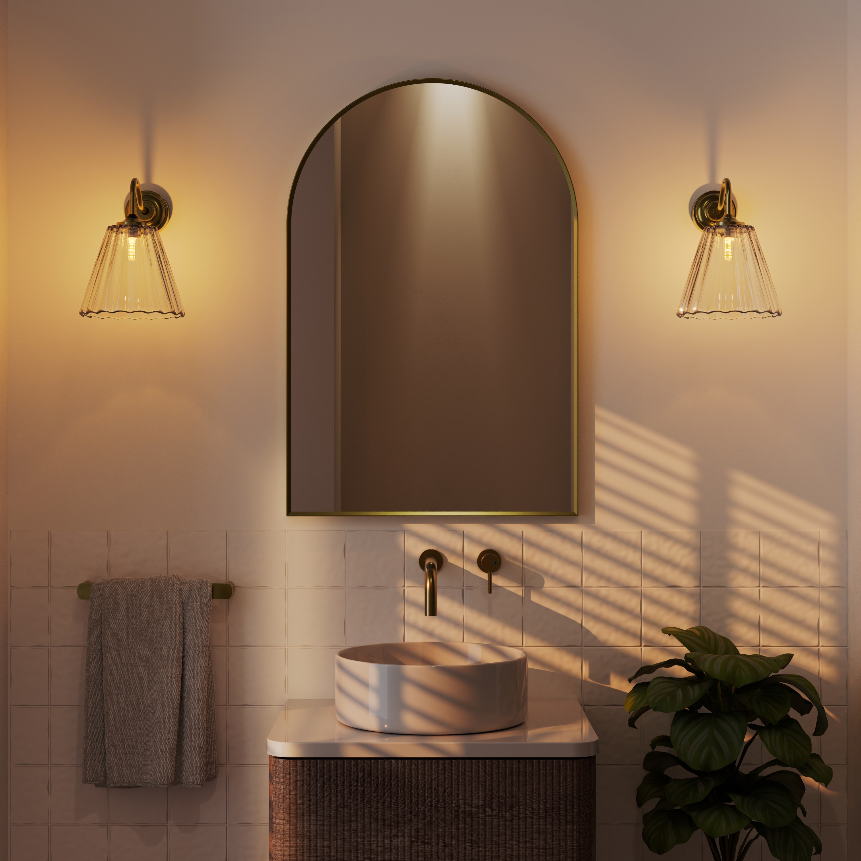 Butler & Rose Fluted Glass Shade Wall Light