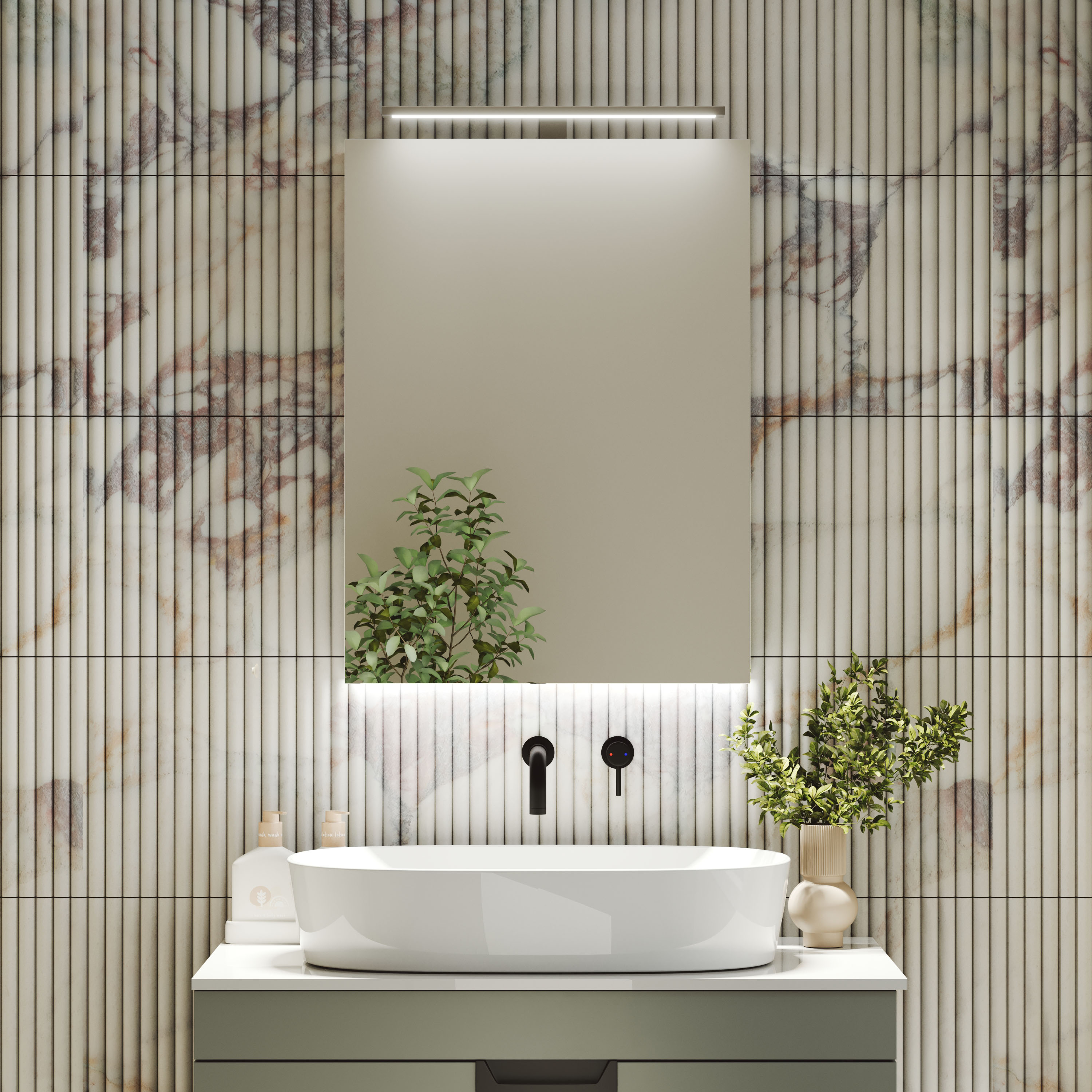 Harbour Grace LED Mirror Cabinet with Demister Pad & Shaver Socket - 500 x 600mm