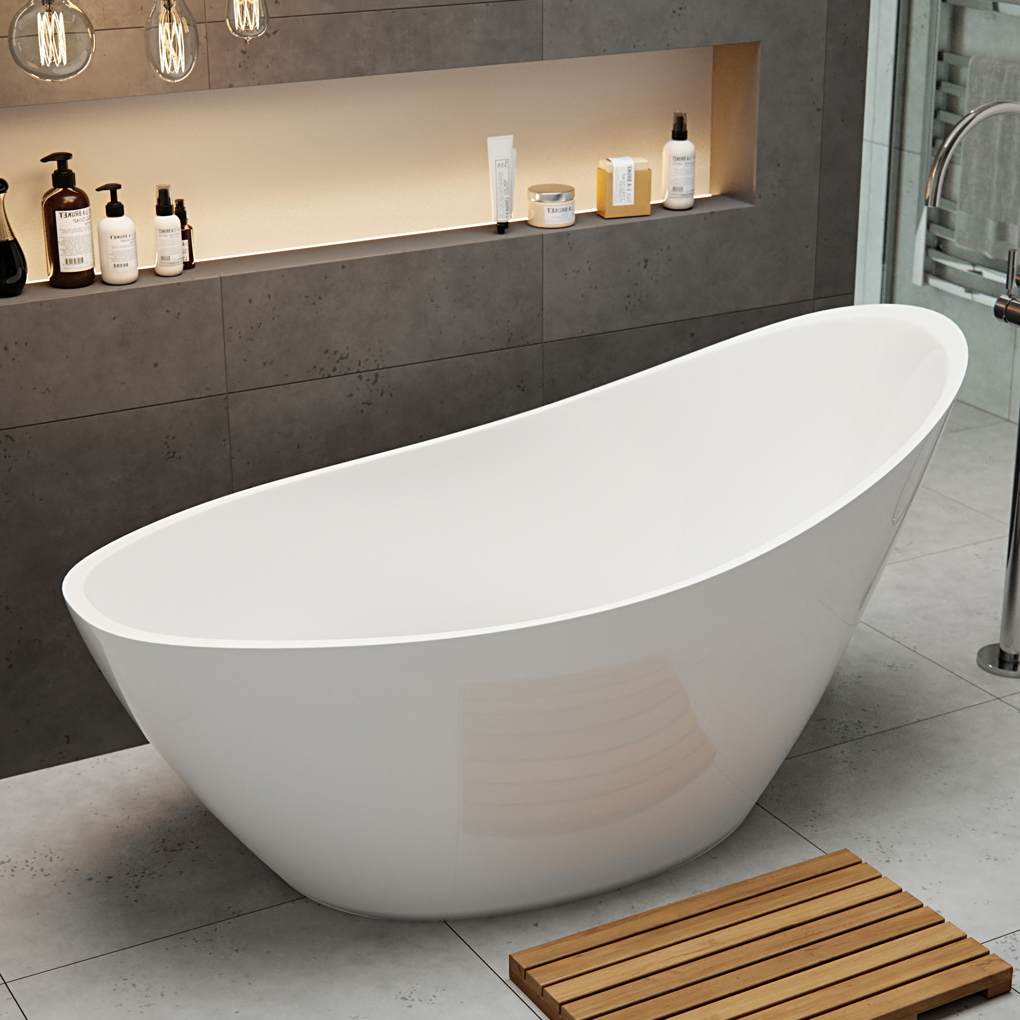 Andreia Acrylic White Freestanding Bath - 1500 x 720mm