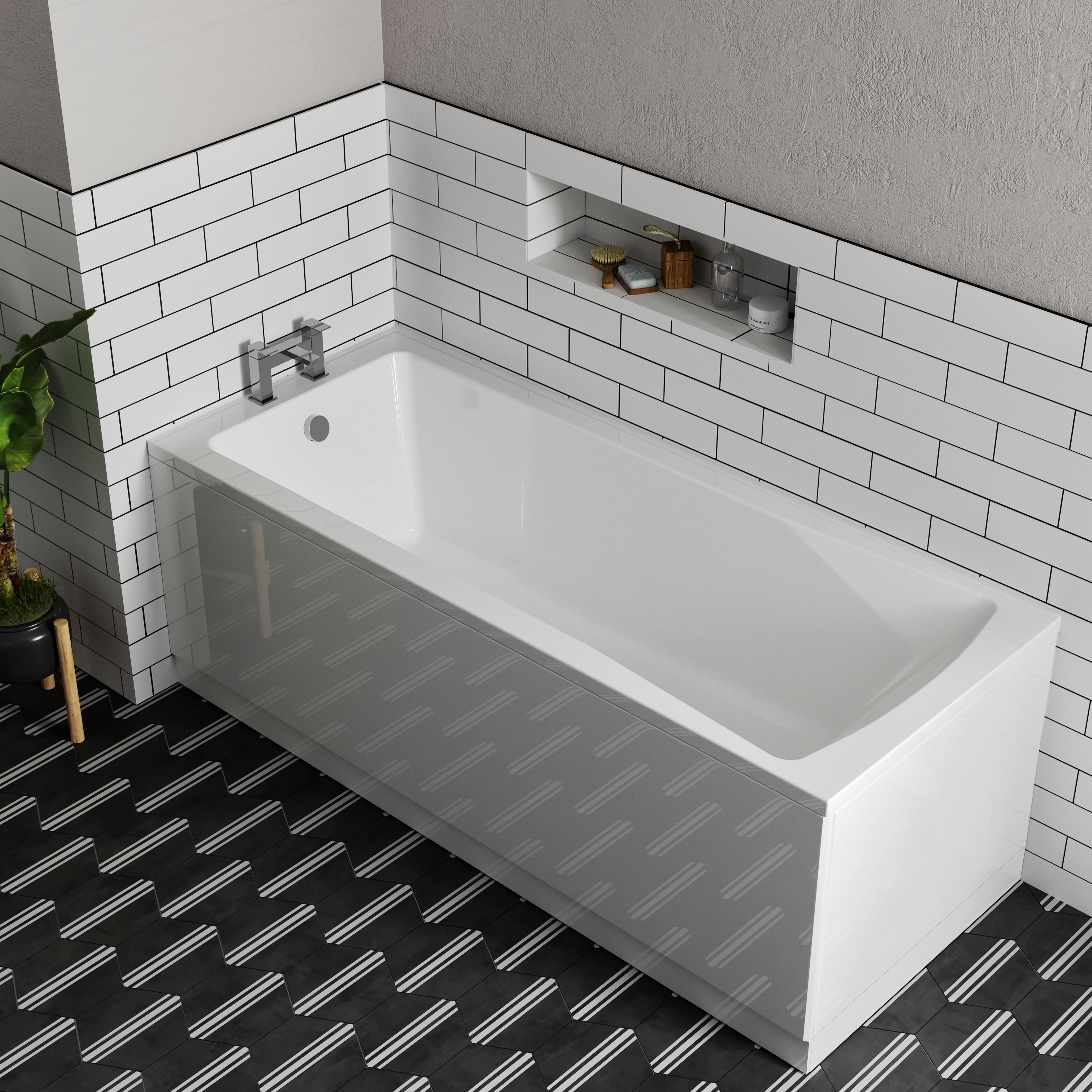Drench Straight Single Ended Bath - Square