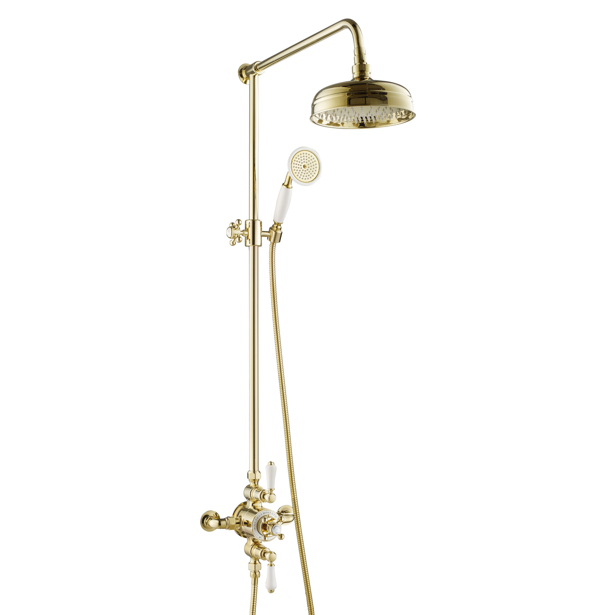 Butler & Rose Caledonia Cross Exposed Dual Outlet Rigid Riser Thermostatic Shower Set