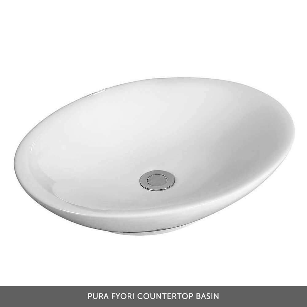 Emily Gloss White Wall Mounted 1 Drawer Vanity Unit and Countertop with Brushed Brass Handle