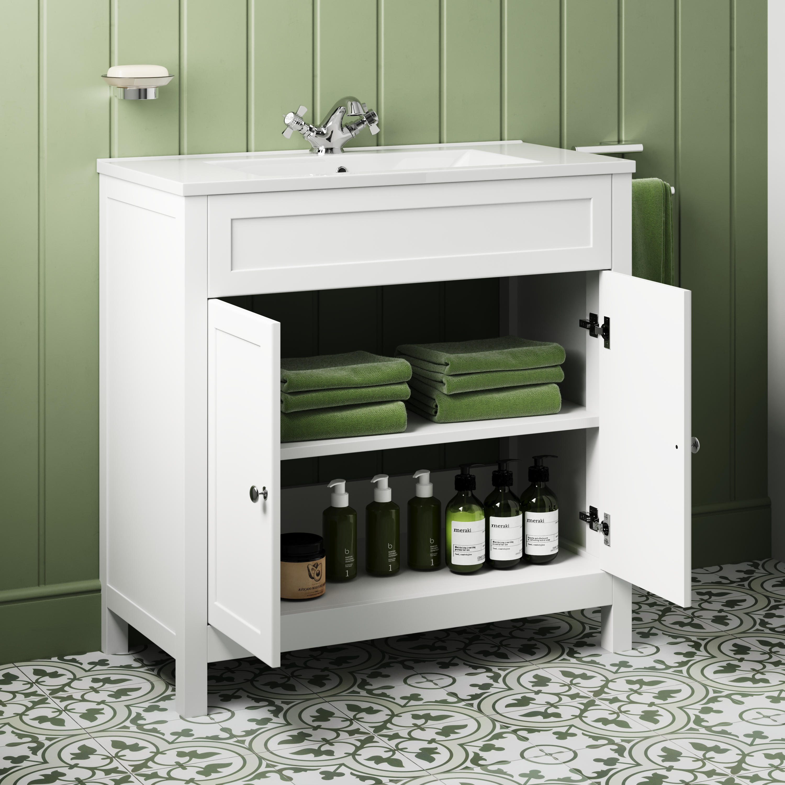 Butler & Rose Catherine Traditional 800mm Floorstanding Vanity Unit with Basin