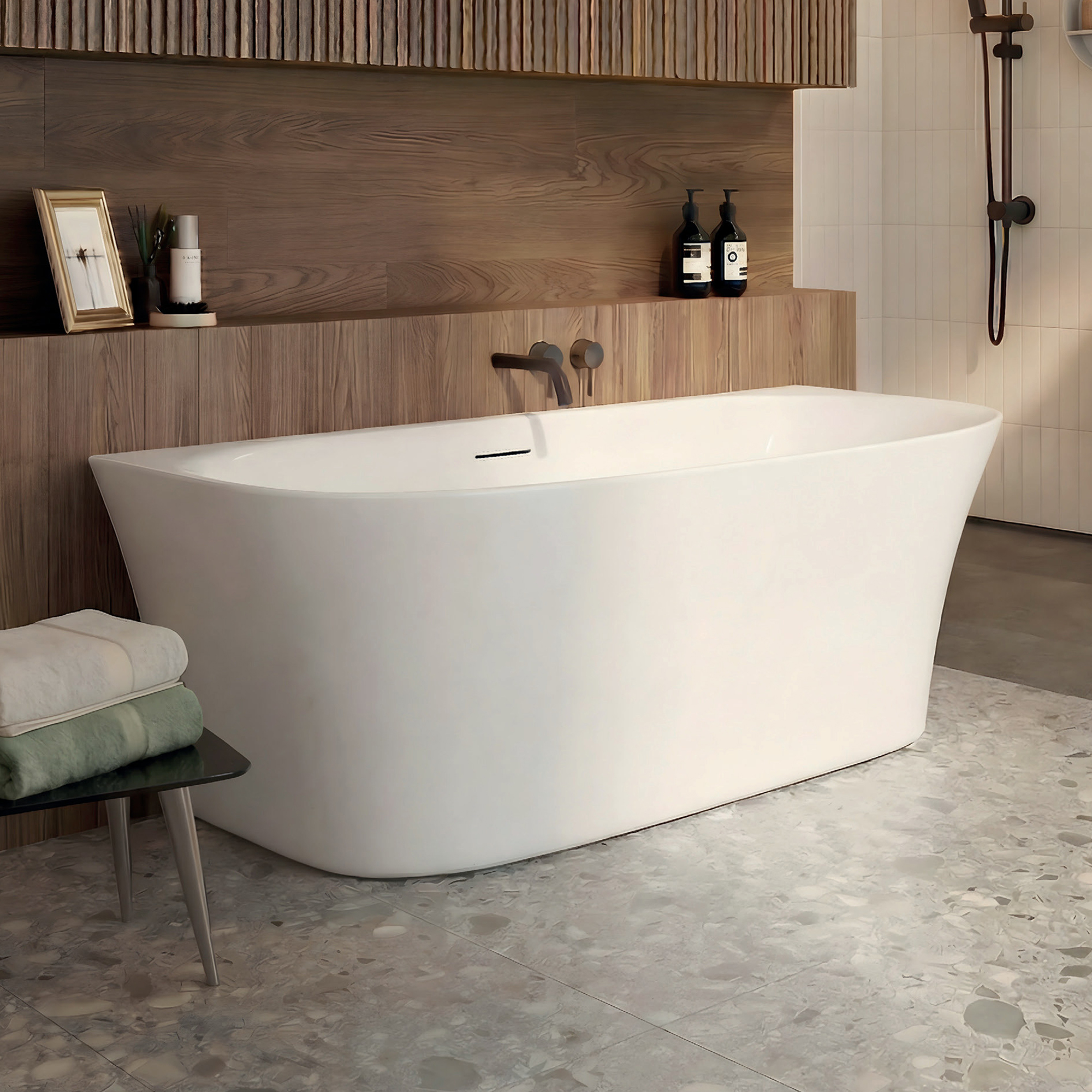 Vincent Alexander Lumley White Back to Wall Bath - 1700 x 800mm