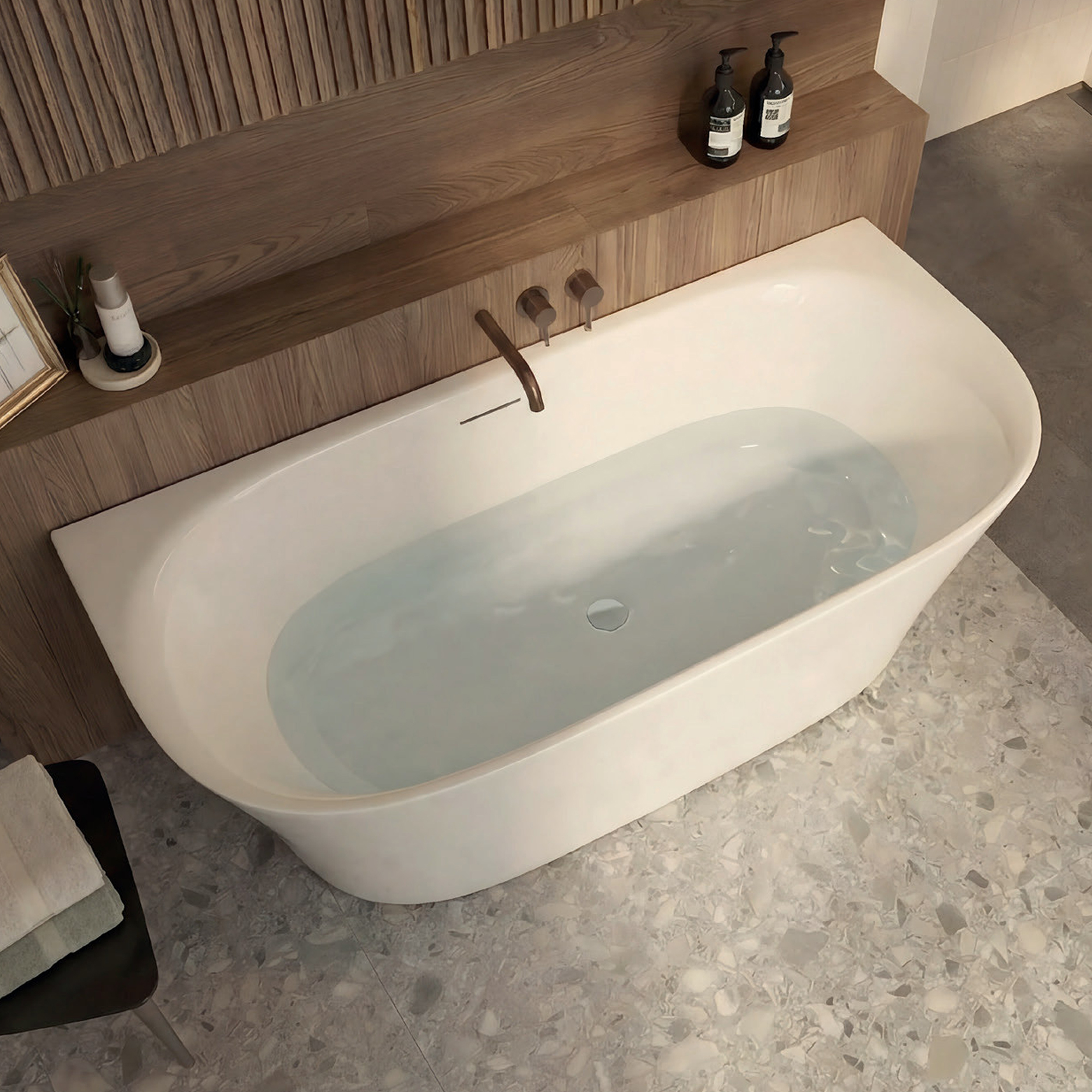 Vincent Alexander Lumley White Back to Wall Bath - 1700 x 800mm