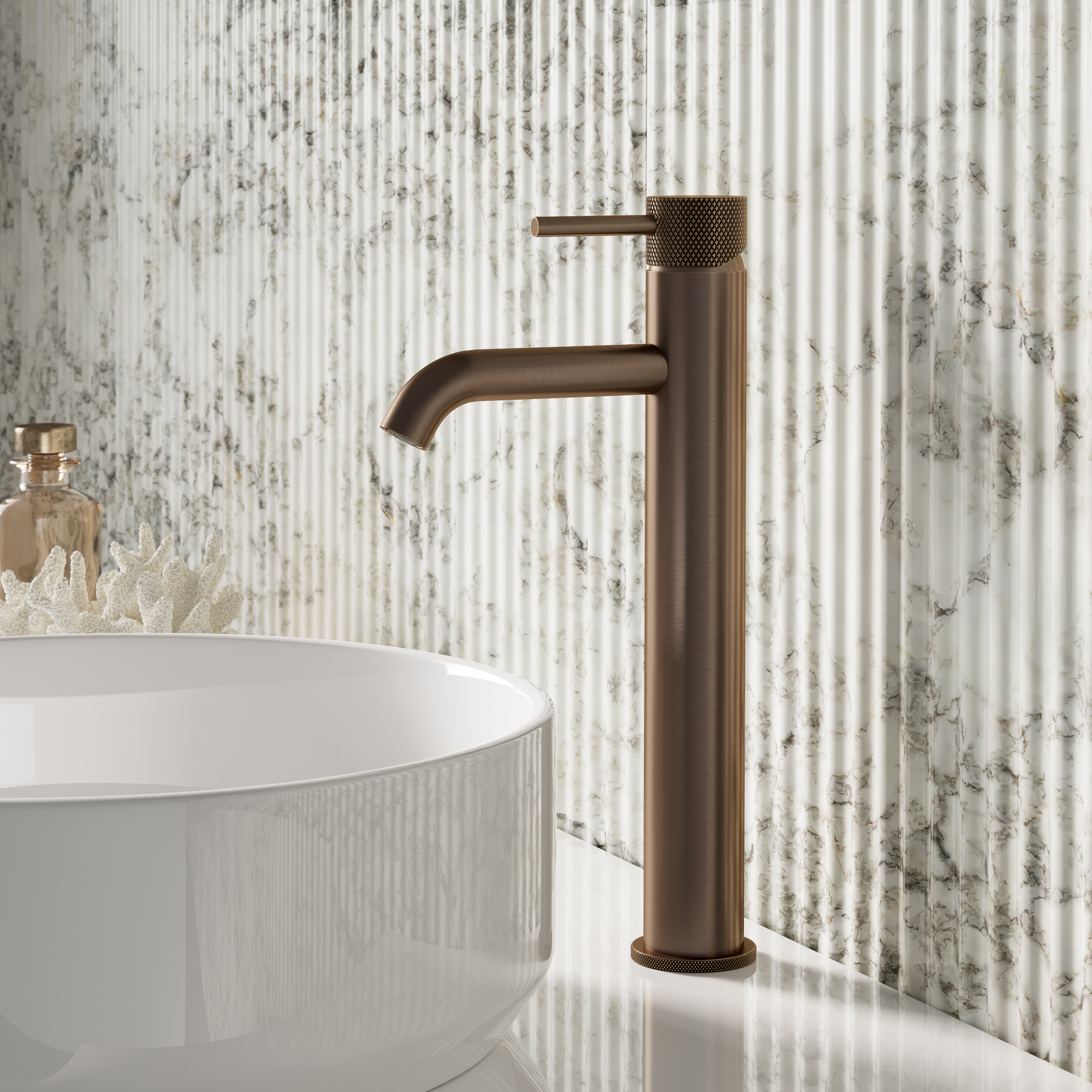 Harbour Clarity Knurled Tall Basin Mixer Tap