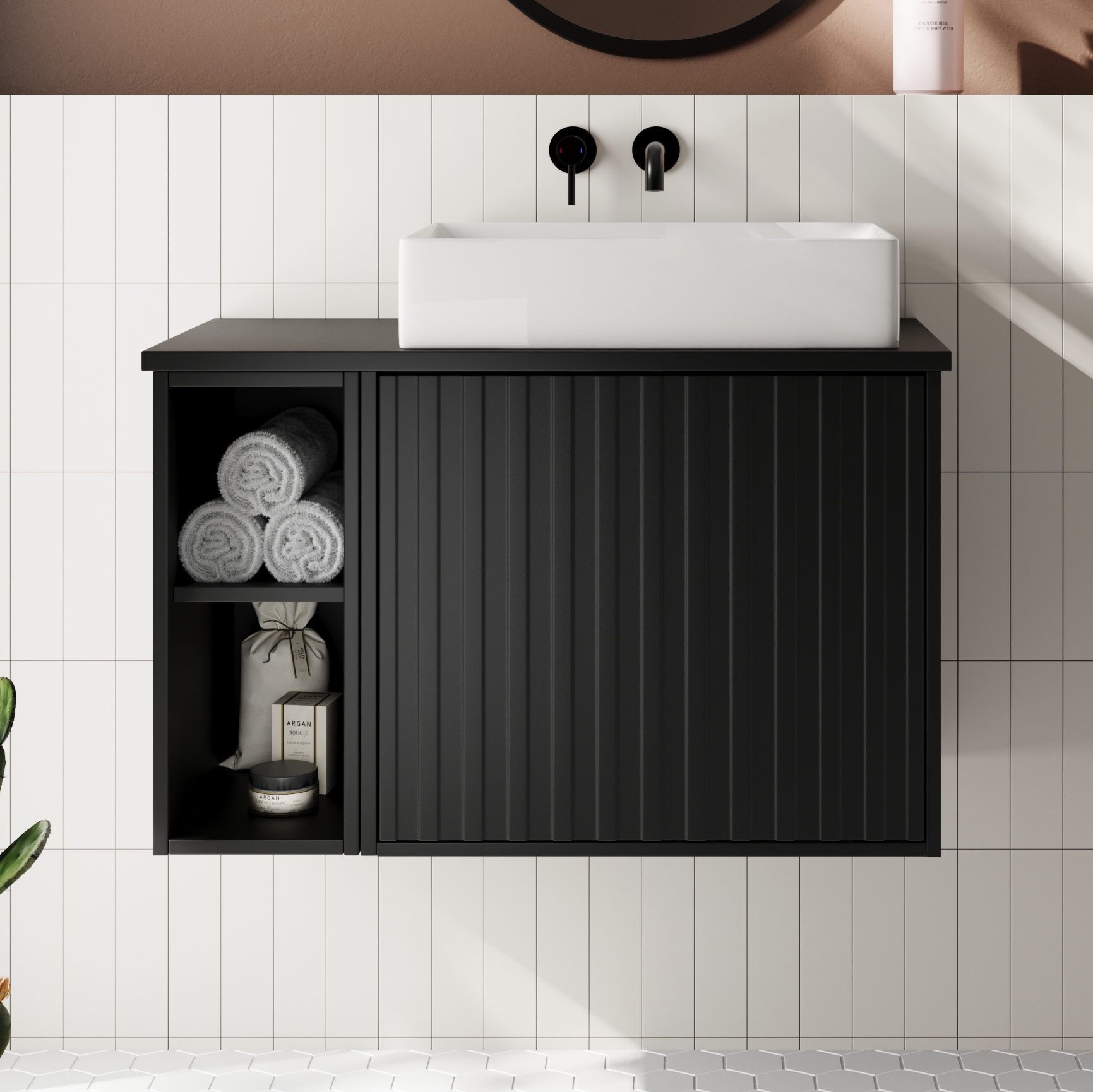 Billy 800mm Wall Hung Vanity Unit with Fluted Drawer Front & Countertop