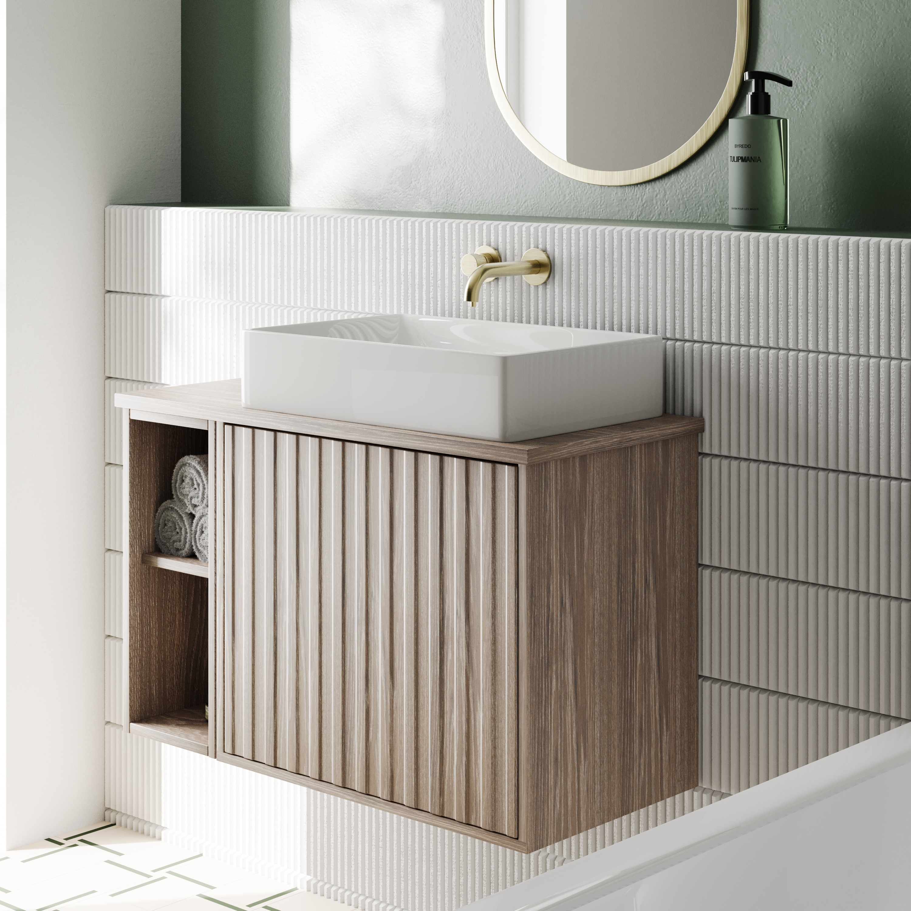 Billy 800mm Wall Hung Vanity Unit with Fluted Drawer Front & Countertop