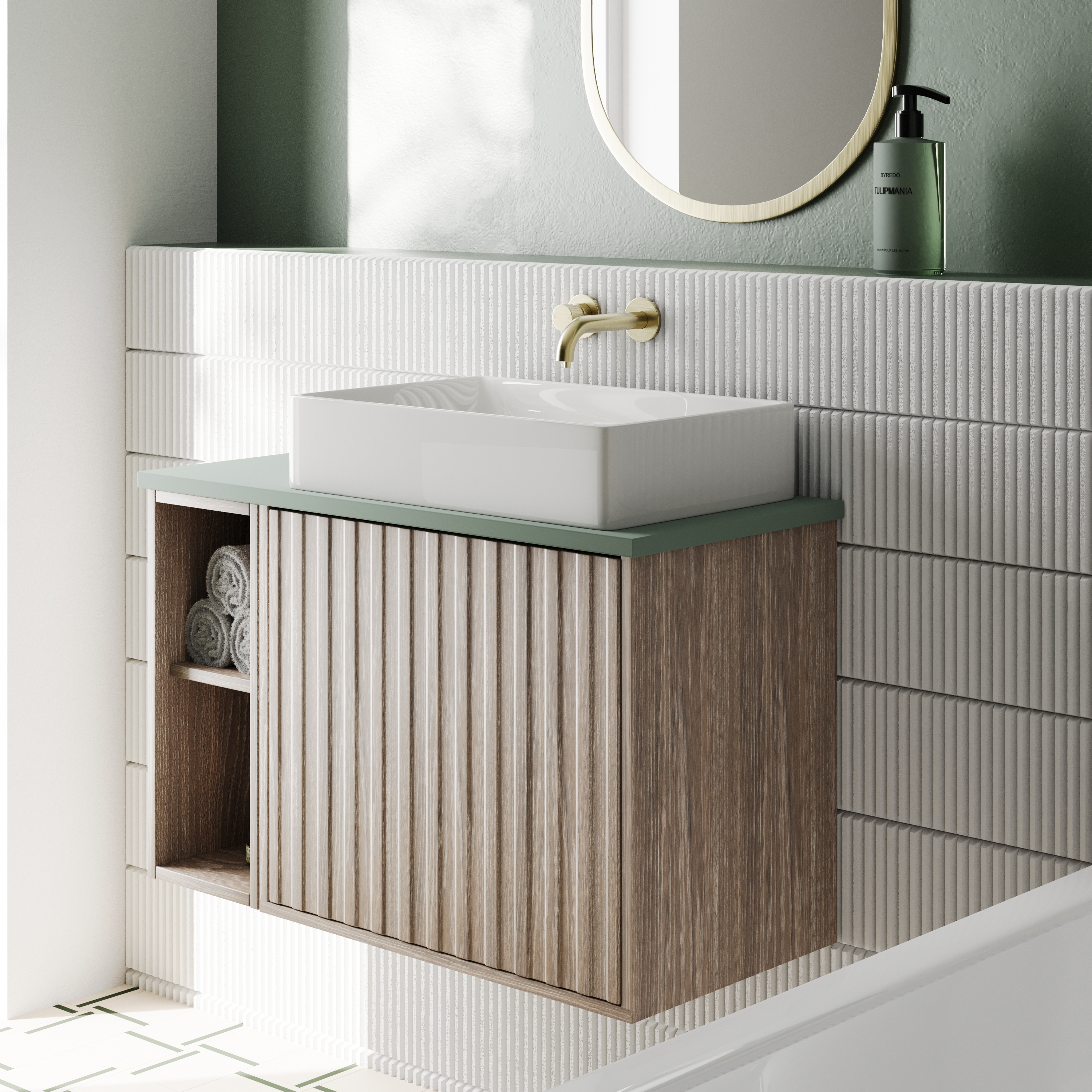 Billy 800mm Wall Hung Vanity Unit with Fluted Drawer Front & Countertop