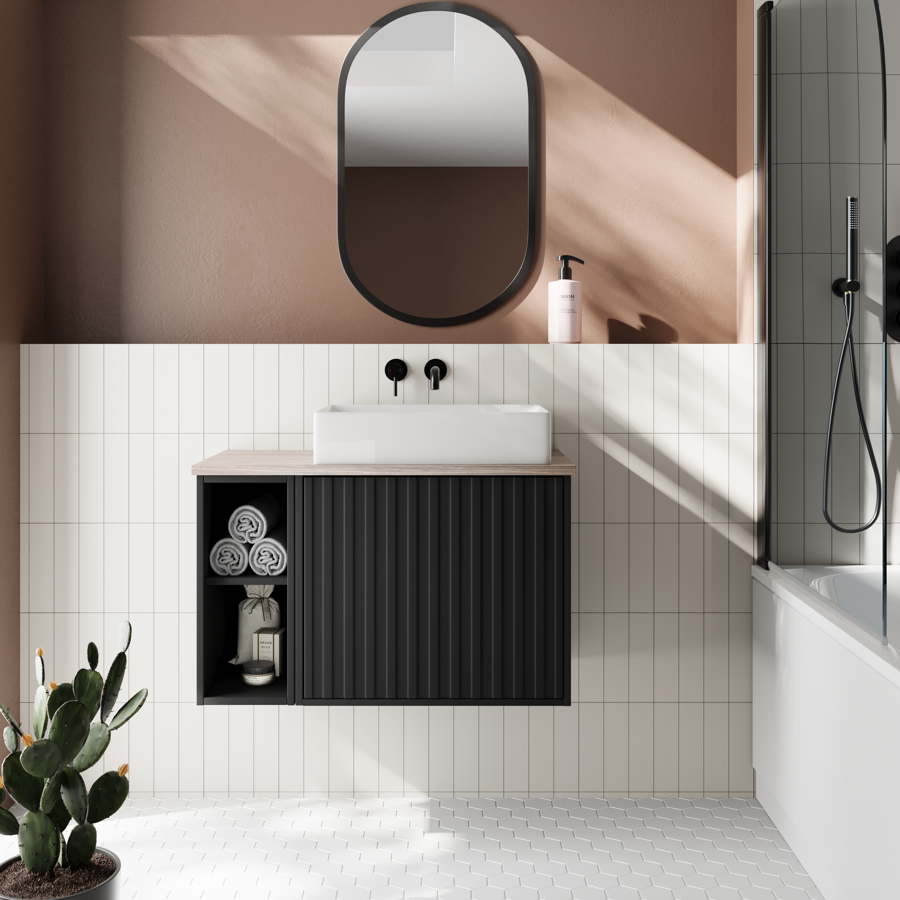 Billy 800mm Wall Hung Vanity Unit with Fluted Drawer Front & Countertop