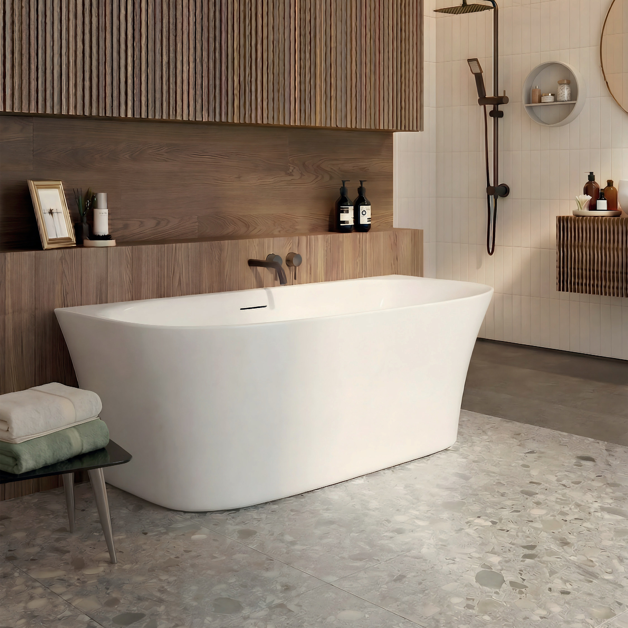 Vincent Alexander Lumley White Back to Wall Bath - 1700 x 800mm