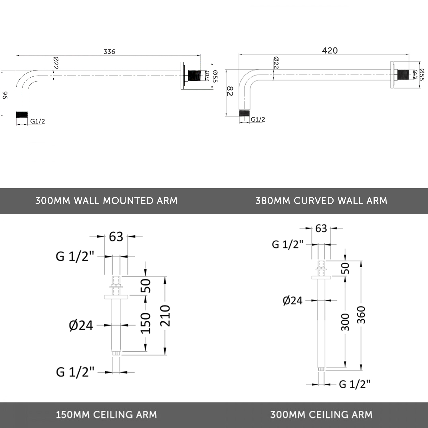 Orla Concealed Shower Valve, Fixed Head & Slide Rail Kit