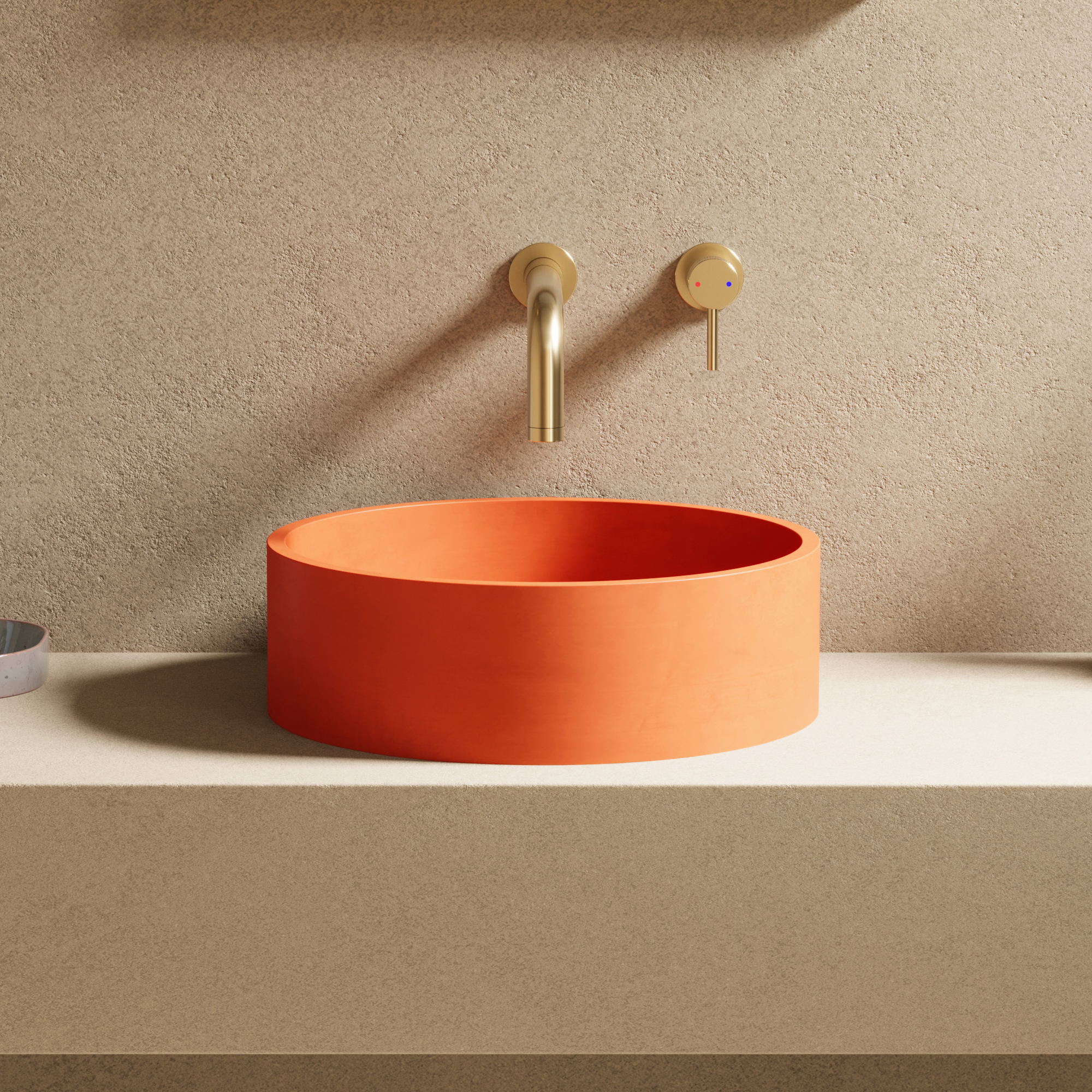 Harbour Concrete 390mm Round Countertop Basin - Burnt Orange
