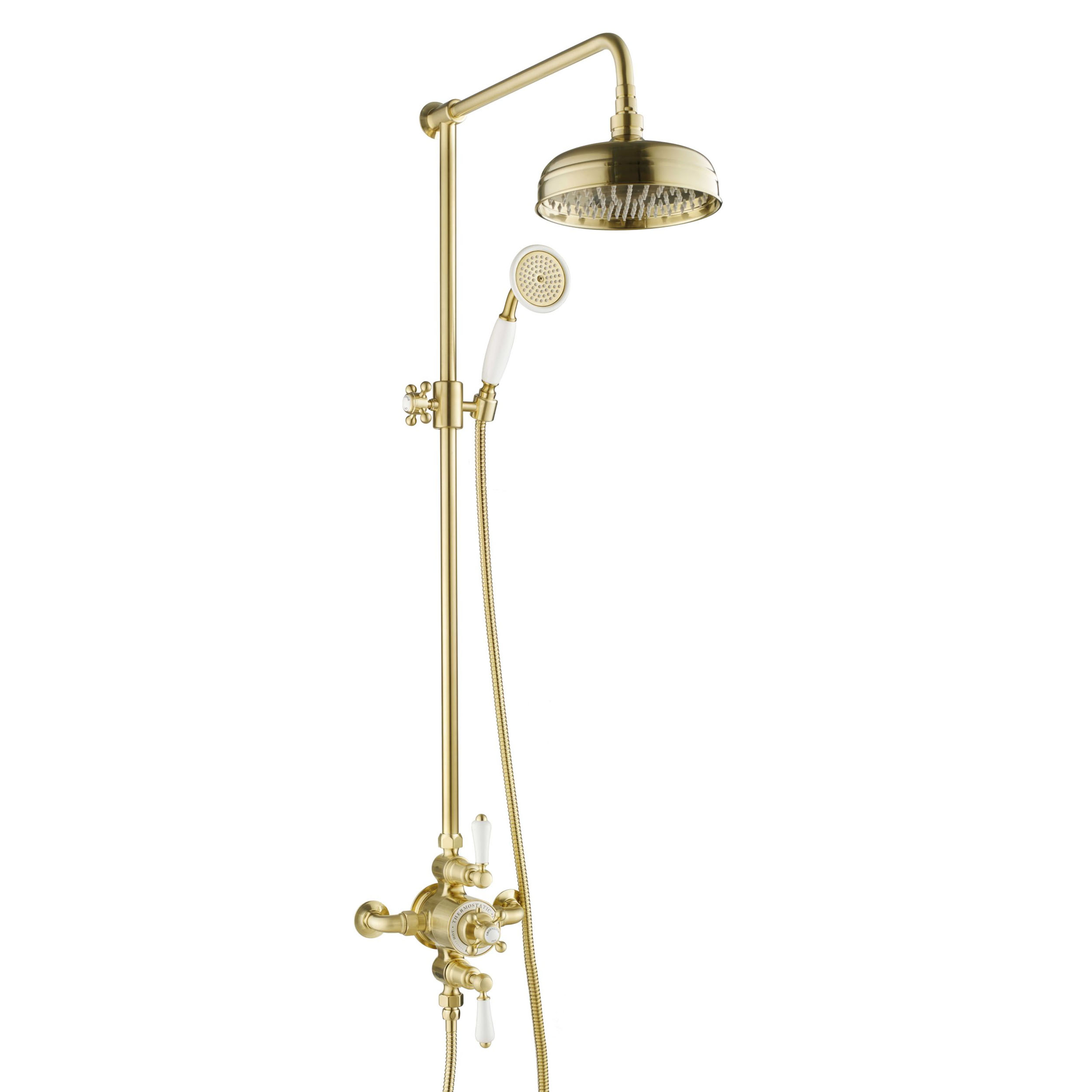 Butler & Rose Caledonia Cross Exposed Dual Outlet Rigid Riser Thermostatic Shower Set