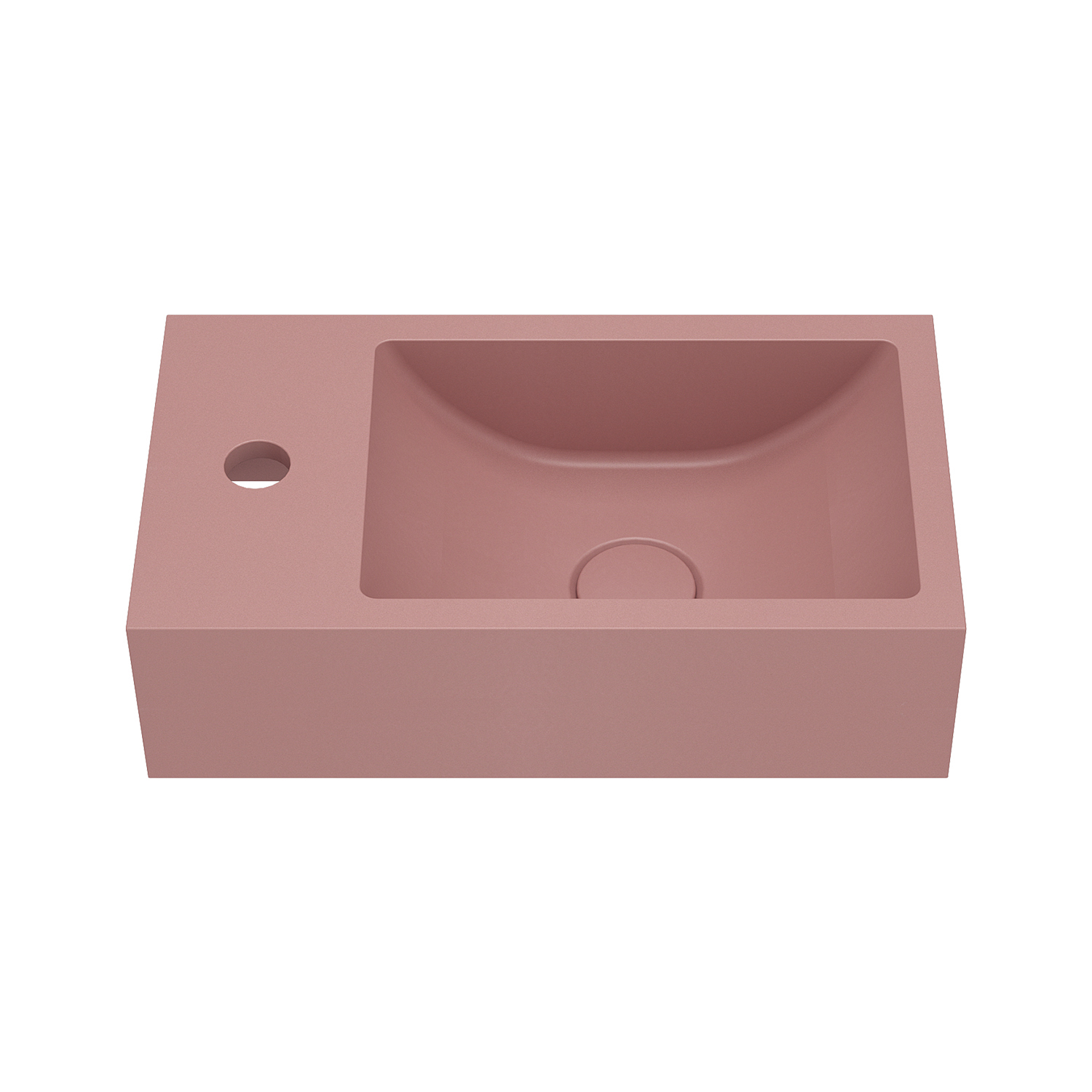 Harbour Concrete 400mm Cloakroom Wall Hung Pink Basin & Frame